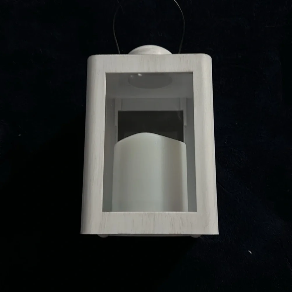 Small White Lantern with multicolored LED Lights